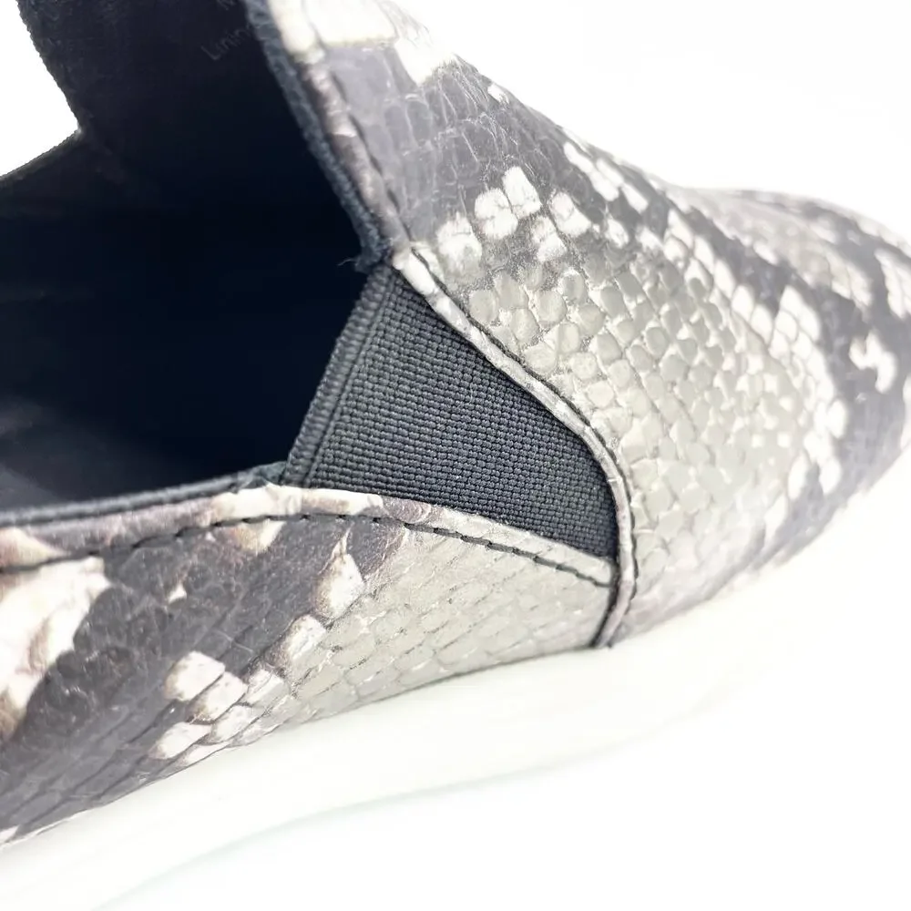 Cole Haan Grand Series Womens 10‎ Snakeskin Print Sneaker Black Gray Slip On